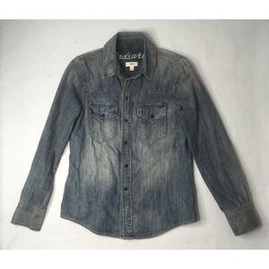 Madewell Womens XS Long Sleeve Snap Buton Denim Blue Jean Jacket Q